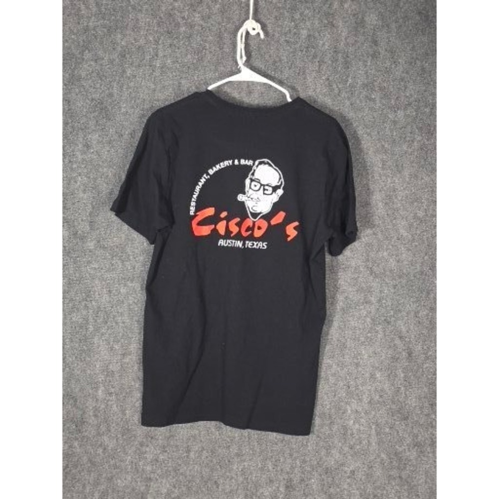 Ciscos Restaurant Austin Tx Graphic TShirt Mens Sz M Black Short Sleeve Pocket - Picture 2 of 9